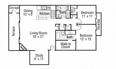 Two Bedrooms Two Baths with Study Two Bedrooms Two Baths with Study